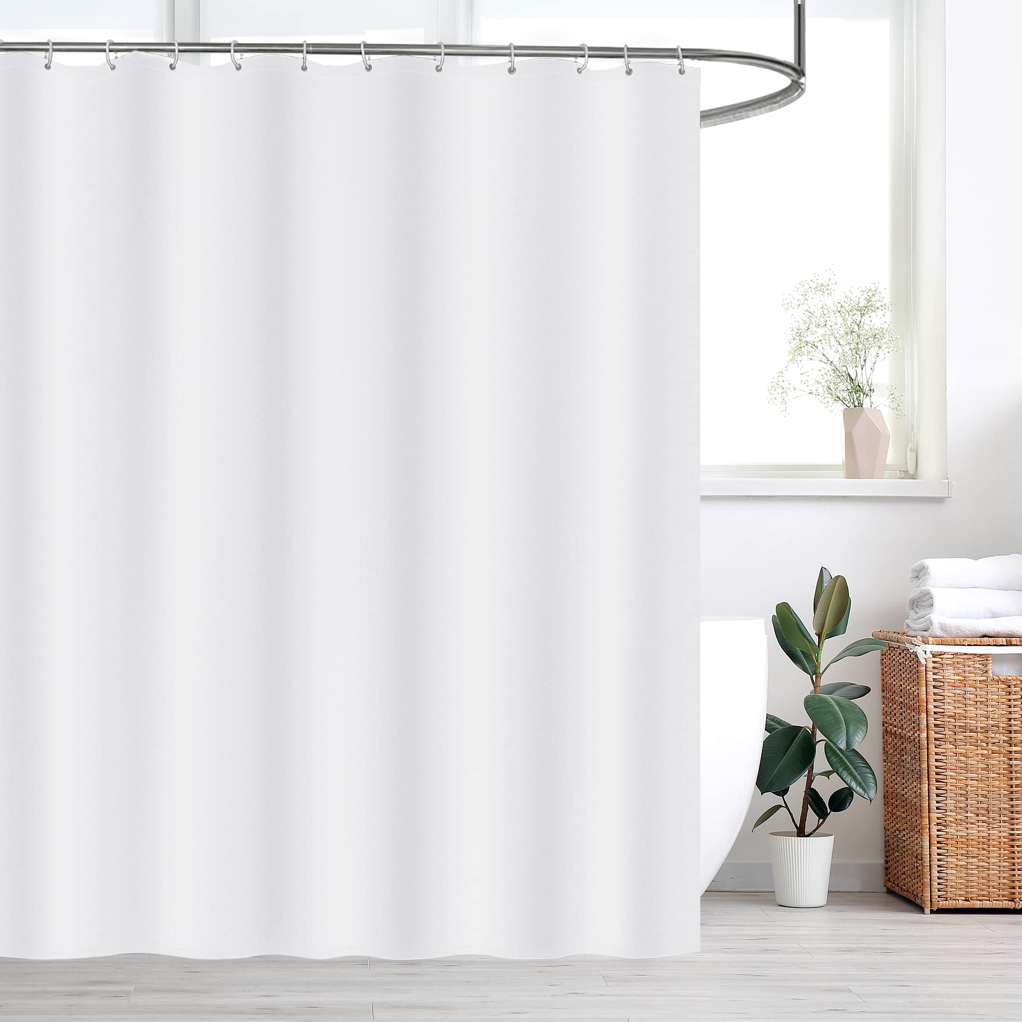 Ombre Weißer Duschvorhang, Wasserdicht, Mit Metallösen Und Gewichtetem Saum – 183x183 Cm, Aus Polyester, Inkl. 12 Haken