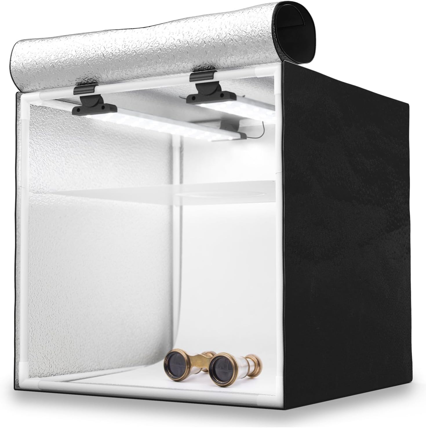 Studio Set Fotografico Portatile Light Box Con LED E 6 Sfondi - 24x23x22cm - Foto 9