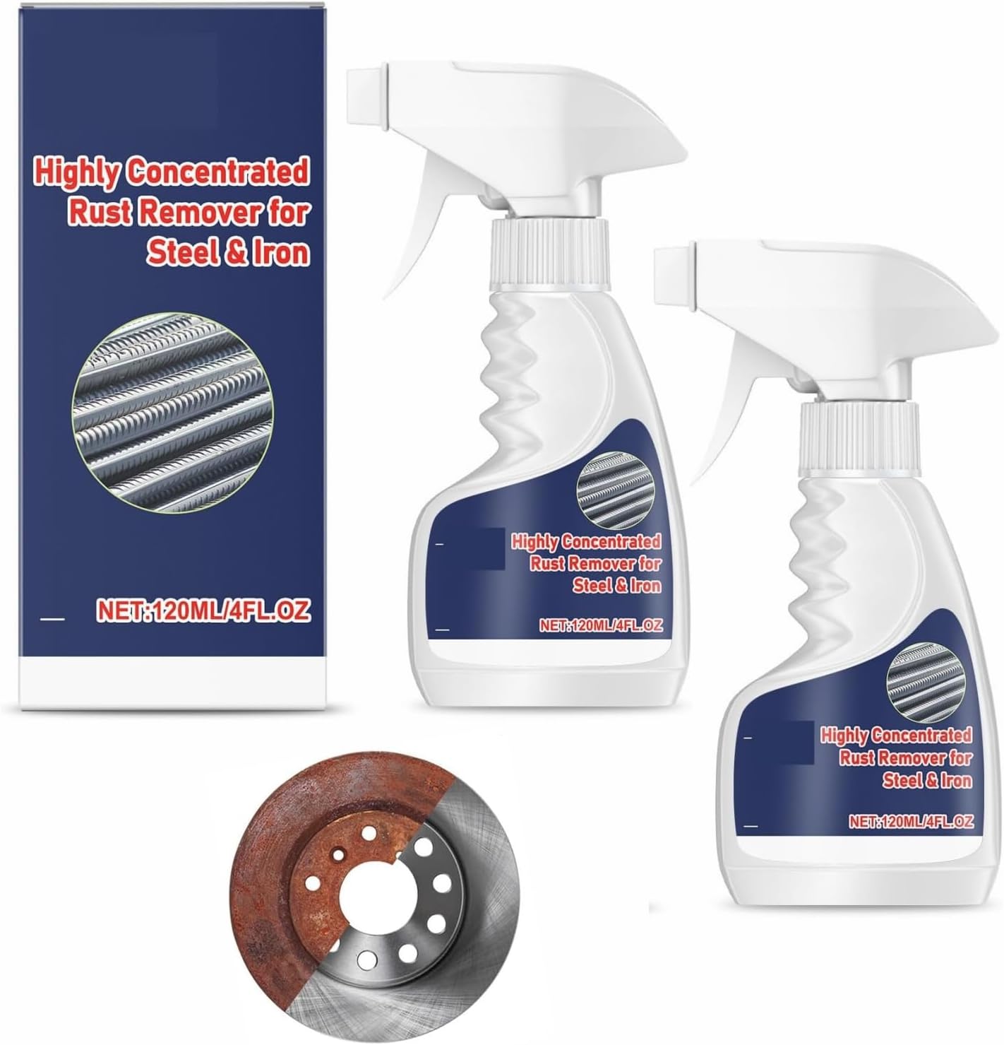 Rust Remover High Performance Rust Remover for Metal Powerful Rust Remover Metal Strong Rust Remover Spray Multifunctional Rust Remover for Car Metal Tools Metal Surfaces 120 ml 2 Pieces