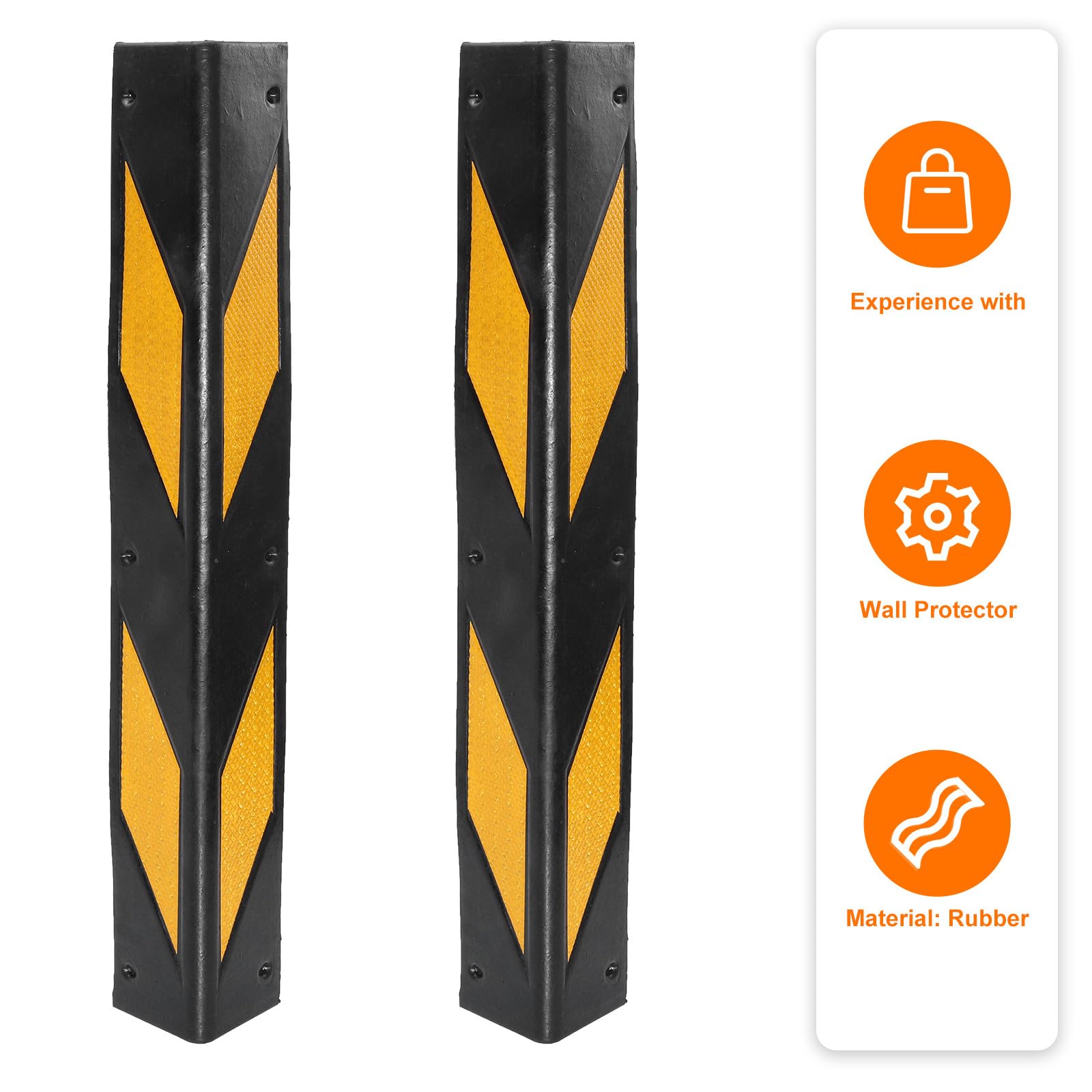 Yardwe Esquinas de Goma y Alta Visibilidad para Esquinas de Goma Negro Pilares Protector Absorción de Impactos 2piezas y Puertas de Coche para Almacenes y Zonas Tráfico