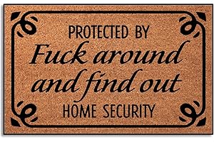 Protected by Fuck Around and Find Out Extra-Large Home Security Door Mat