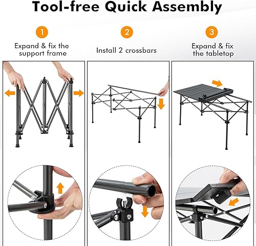 Miniatura 4 de Tangkula Mesa de campamento plegable de aluminio, mesa de campamento ligera enrollable para 4-6 personas con mesa grande y bolsa de transporte, mesa
