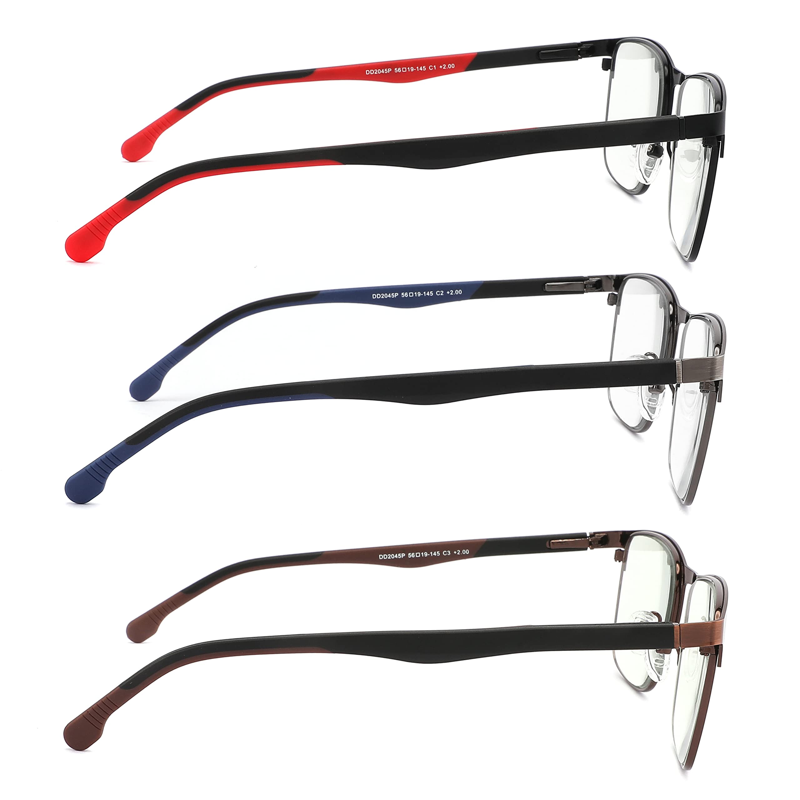 DONGDI Reading Glasses for Women Men,Blue Light Blocking Metal Readers,Spring Hinges Eyeglasses +1.00, 3-pack Mix - Image 4