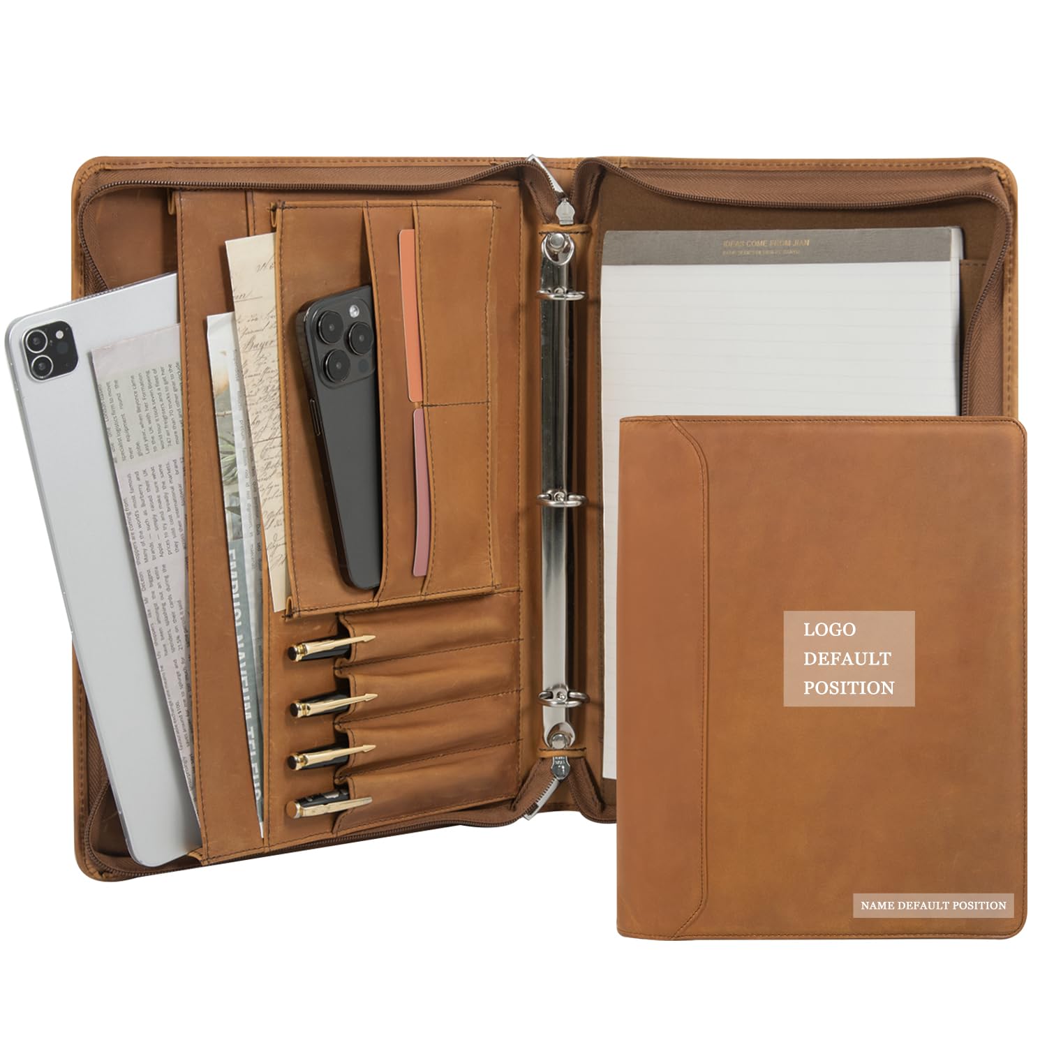 AZXCG Personalized Genuine Leather Portfolio Binder