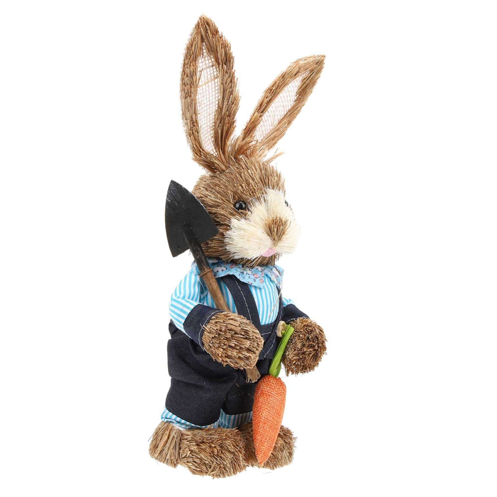 Zerodeko 2pezzi Decorazioni Pasquali Statue Di Conigli Paglia Intrecciata Figurine Di Coniglio Per Giardino e Casa Regali Di Pasqua Per Ambienti Rurali Rabbit Ornament