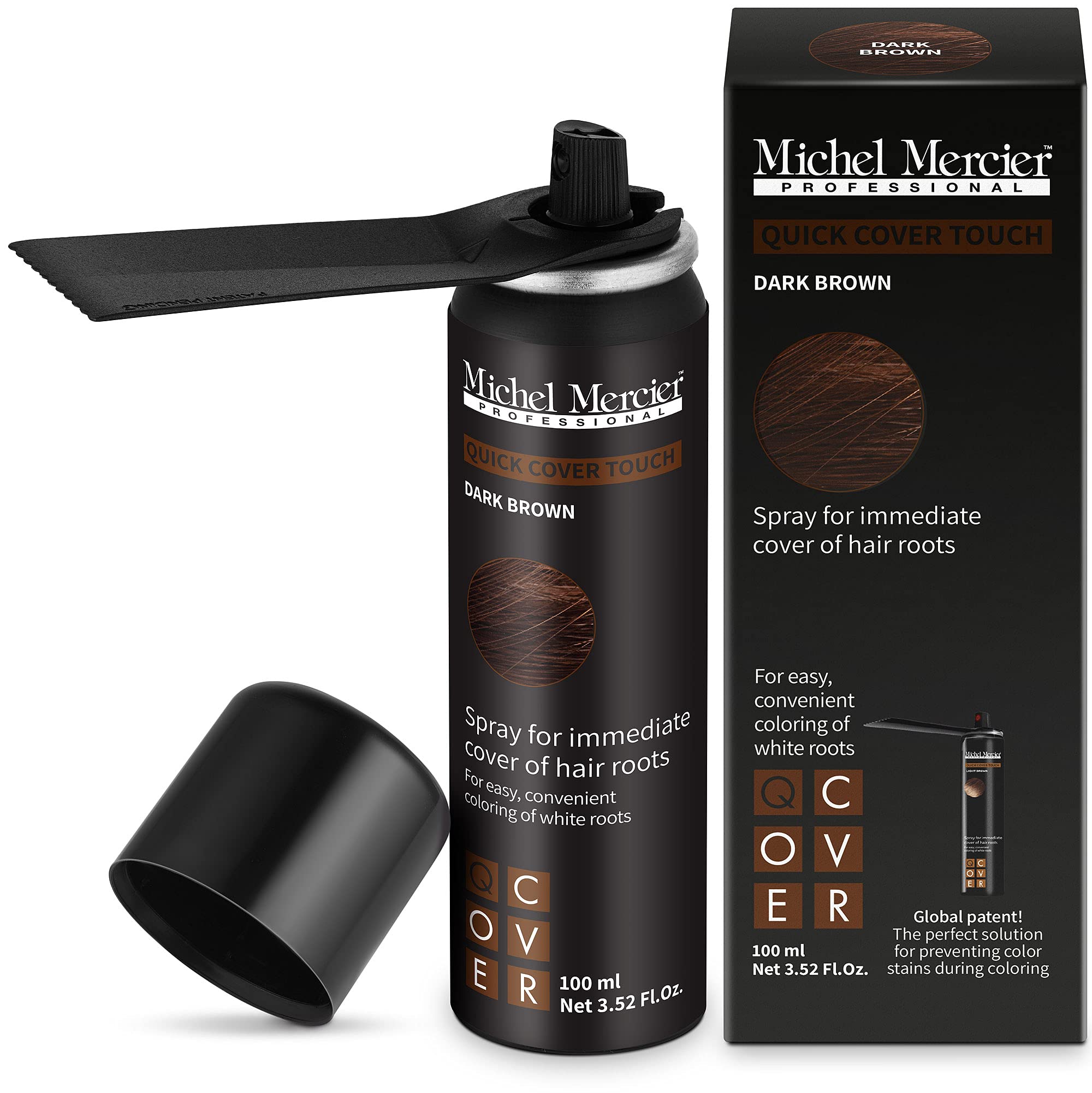 Michel Mercier Hair Root Touch Up Spray with Unique Applicator, Protects Hairline and Scalp Health, Fast and Easy Grey Hair Cover Up Concealer for