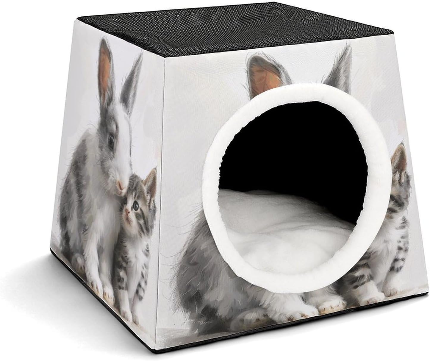 Pet Sleeping Nest Bed, Rabbit and Cat Printed Dog House Cat Nest, Winter Pet House are Suitable for Most Cats, Dogs, and Other Small Pets