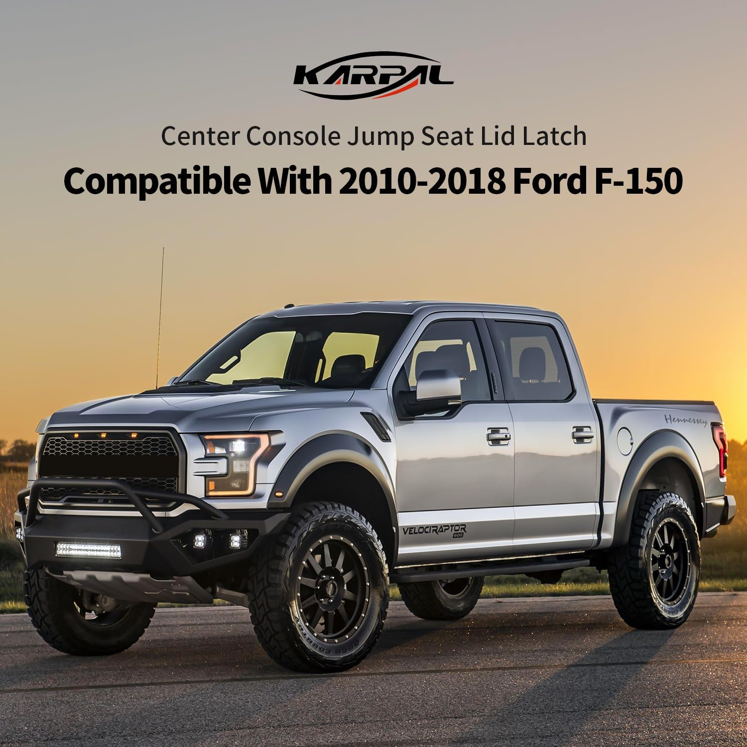 KARPAL Center Console Jump Seat Lid Latch Compatible With 2010-2018 Ford F150 Black