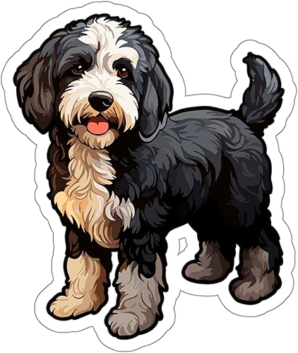 Sheepadoodle - CalcomanĂa para ventana, resistente a la intemperie, tamaño pequeño, impermeable, para botella de agua, taza, pasaporte, libro de Sheepadoodle - CalcomanĂa para ventana, resistente a la intemperie, tamaño pequeño, impermeable, para botella de agua, taza, pasaporte, libro de