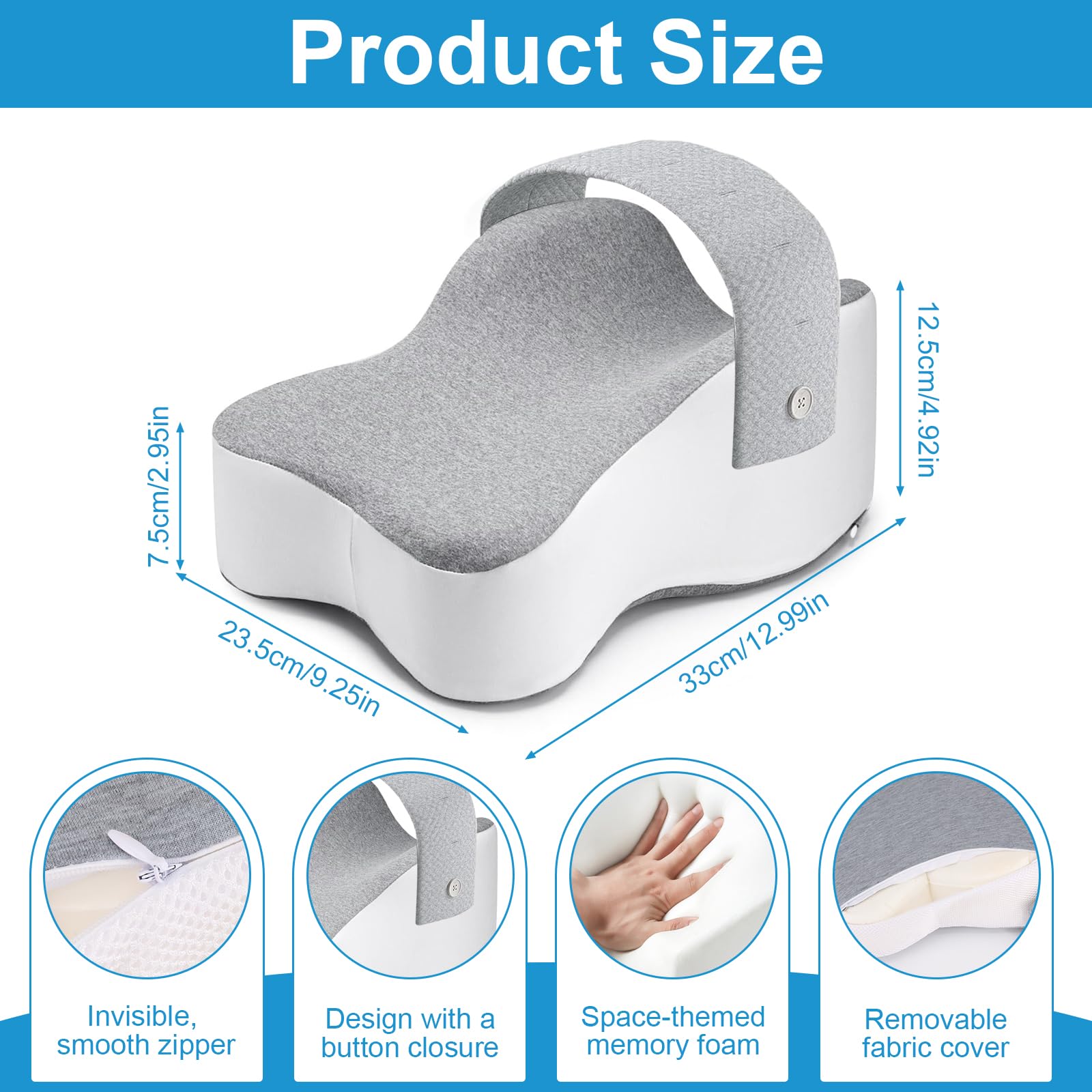 Kniekissen für Seitenschläfer – Ergonomisches Beinkissen mit Extra-Langem Design, unterstützt Oberschenkel & Knie, steigert Schlafkomfort, mit Abnehmbarem & Waschbarem Bezug-Mit Riemen