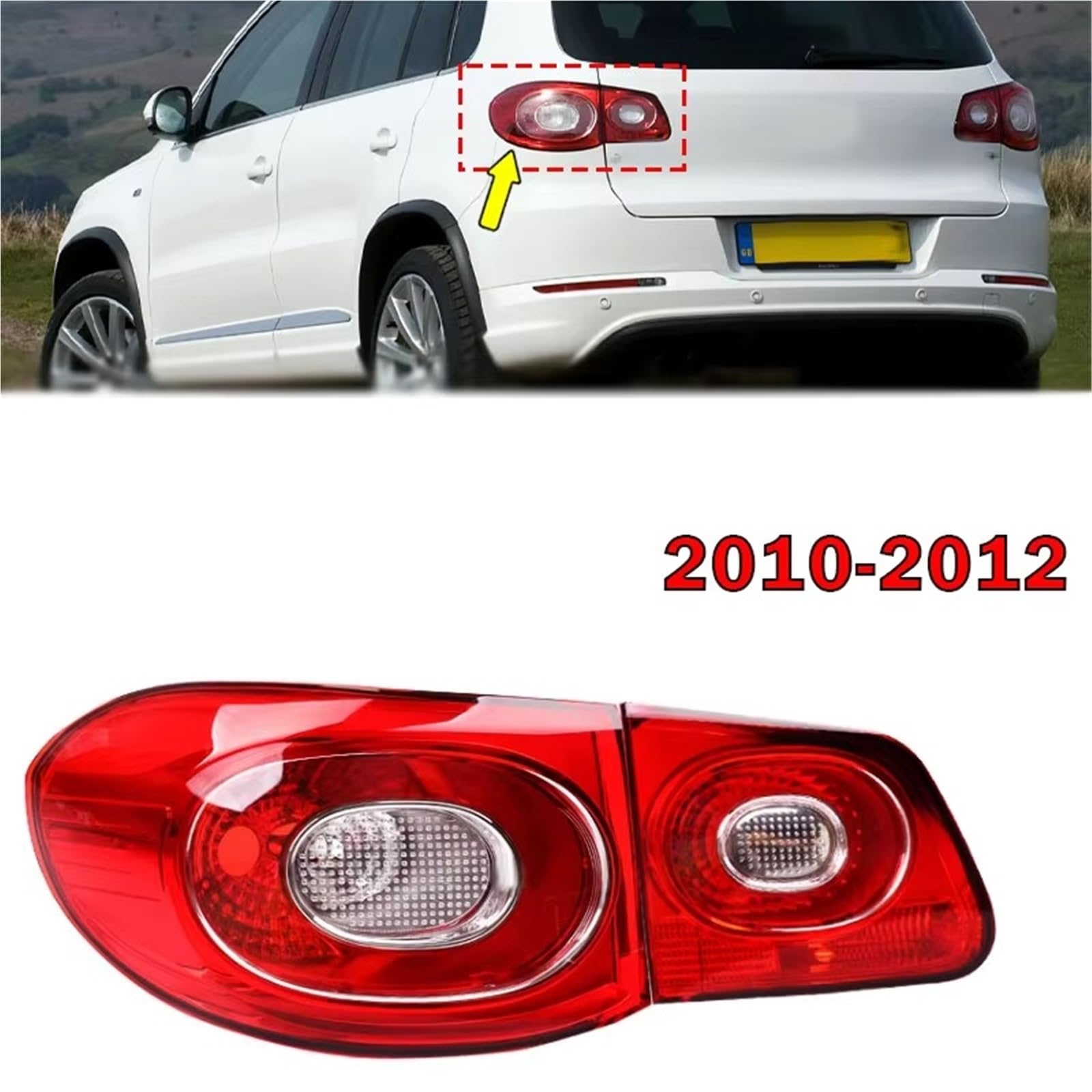 Pilotos Traseros Remolque Para VW Para Tiguan 2010 2011 2012 Luz De Freno Trasero Señal Parada Lámpara Trasera Carcasa Sin Bombilla Coche(Right Outer)