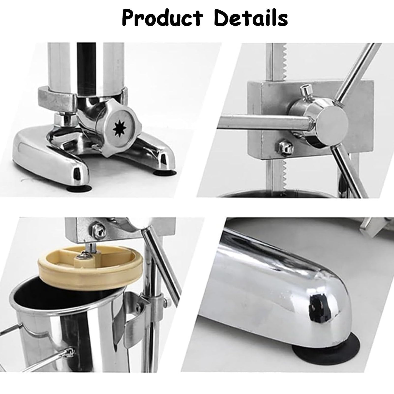 Máquina manual para hacer churros, 2L/3L Churrera española comercial con 5 moldes, diseño vertical de acero inoxidable, perfecta para relleno de churros y equipos de aperitivos, 3 L