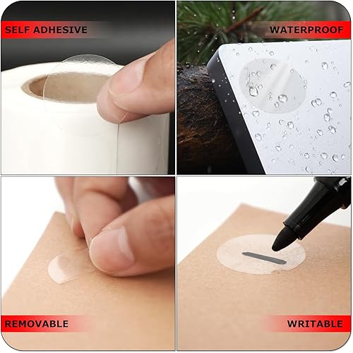 Miniatura 3 de Etiqueta redonda transparente de 1 pulgada, autoadhesiva, sello de oblea de punto, impermeable, extraíble para paquete minorista, rollo de sobres de