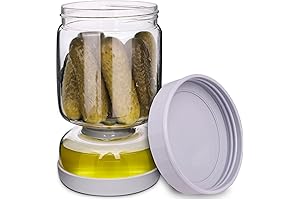Pickle and Olive Hourglass Jar with Strainer Flip