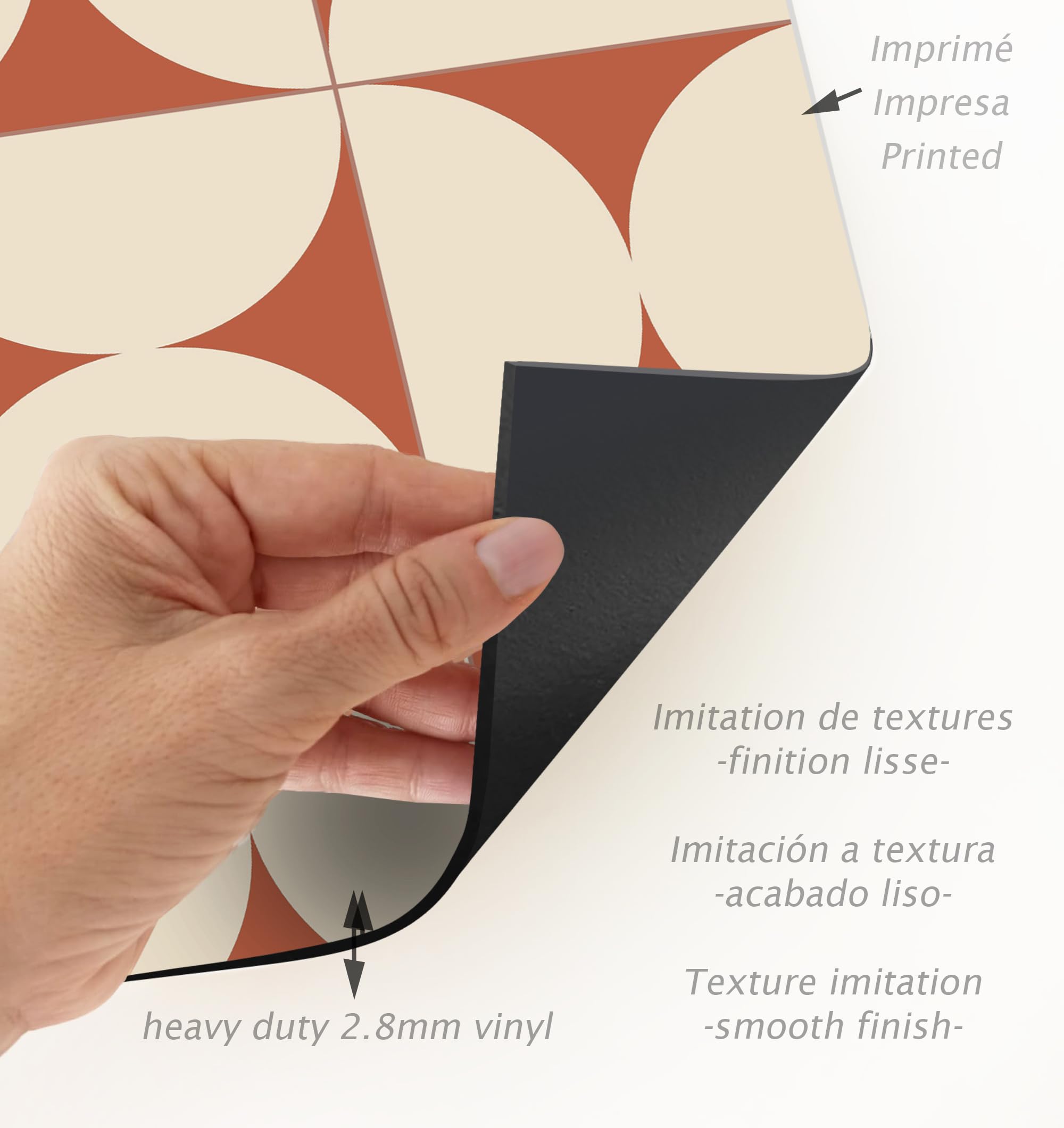 VINILIKO Design | Alfombra Vinílica Vintage Retro Terracota 66x180 cm - Interior y Exterior, Antideslizante, Impermeable, Lavable - Vinilo Salón, Terraza