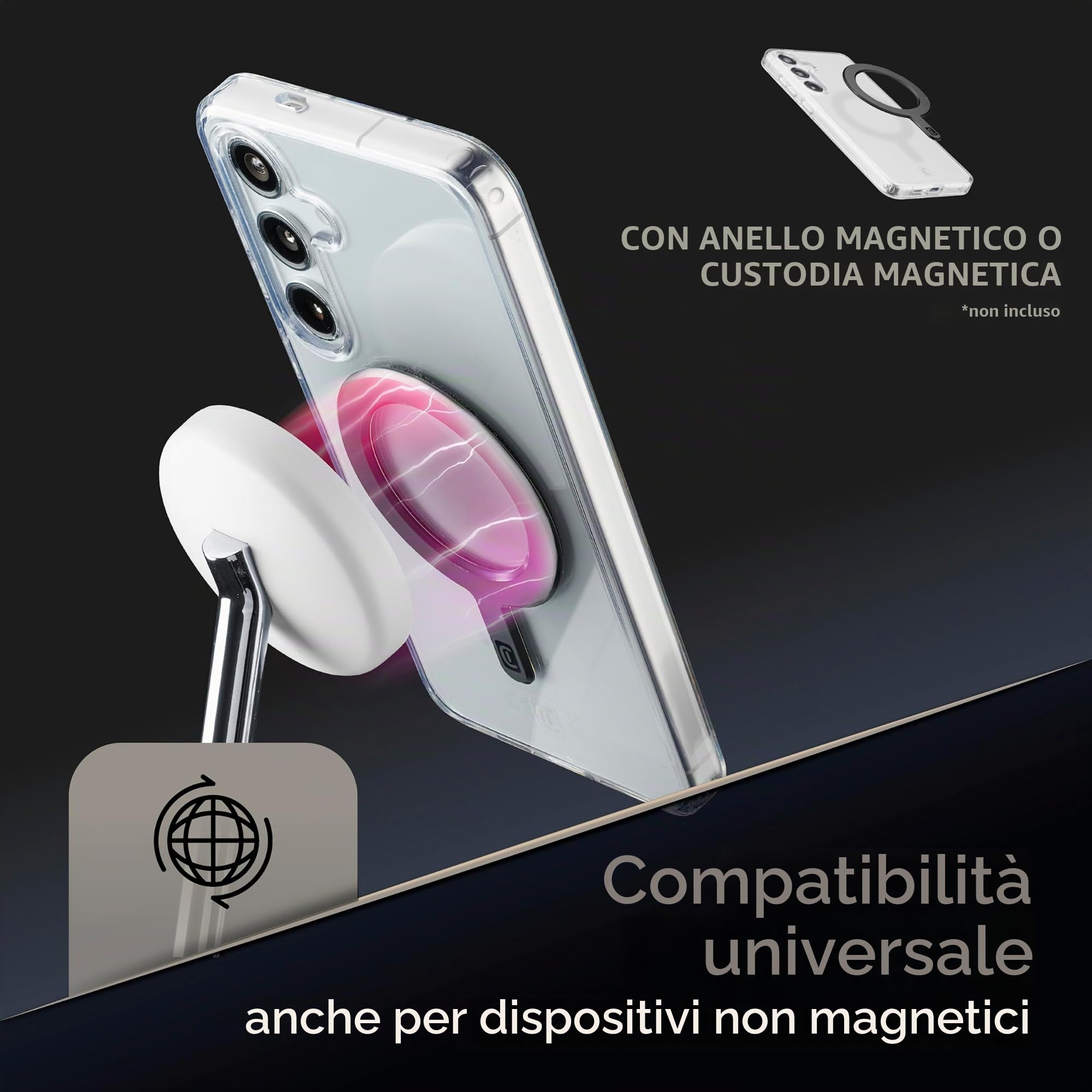 Cellularline MAG DUO Caricatore Wireless Magnetico - Stazione di Ricarca 25W 2 IN 1 - Certificata con Tecnologia Qi2.2 - Cavo USB-C 150 cm inclusi – Bianco