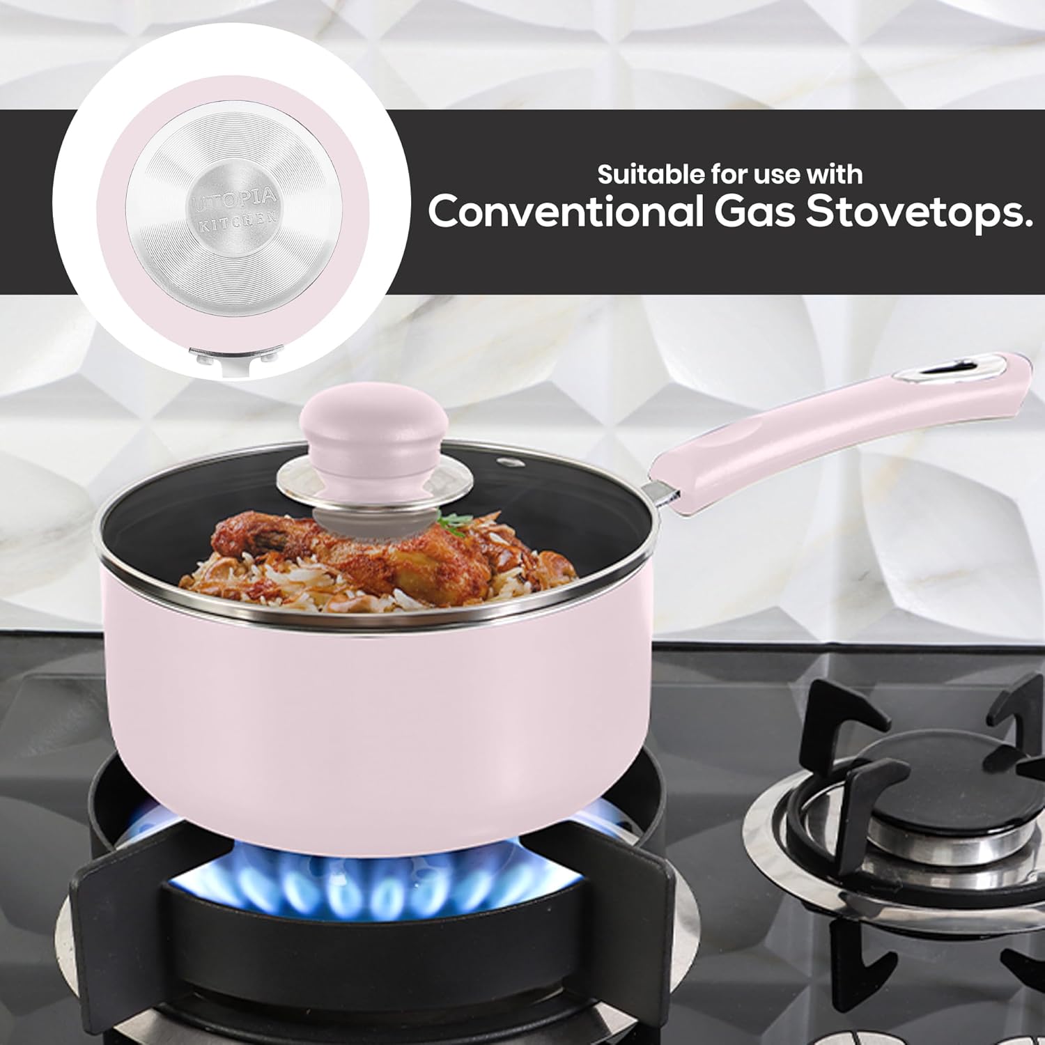 Pink Saucepan on a Gas Stove