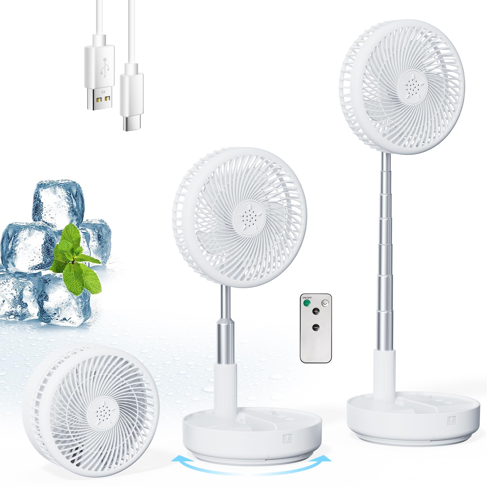 Primelove Oscillating Rechargeable Fan