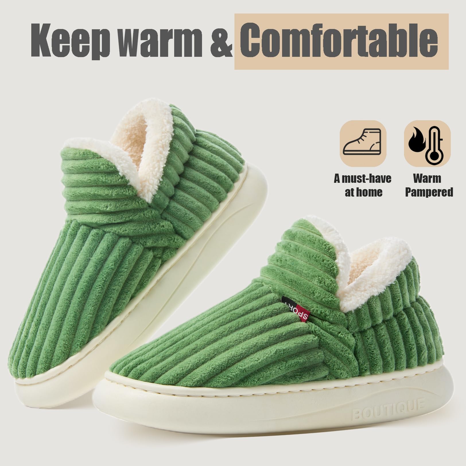 Misolin Pantofole Donna Invernali Peluche Ciabatte Casa Comode Pelose Inverno Scarpe Autunno Memoria Schiuma Antiscivolo Suola Cotone Morbida