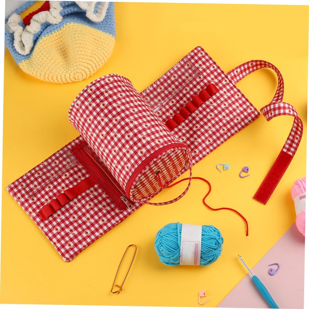 Gogogmee Crochet Storage Bag Knitting Bags and for Yarn Knitting Needles Sewing Tools Organizer