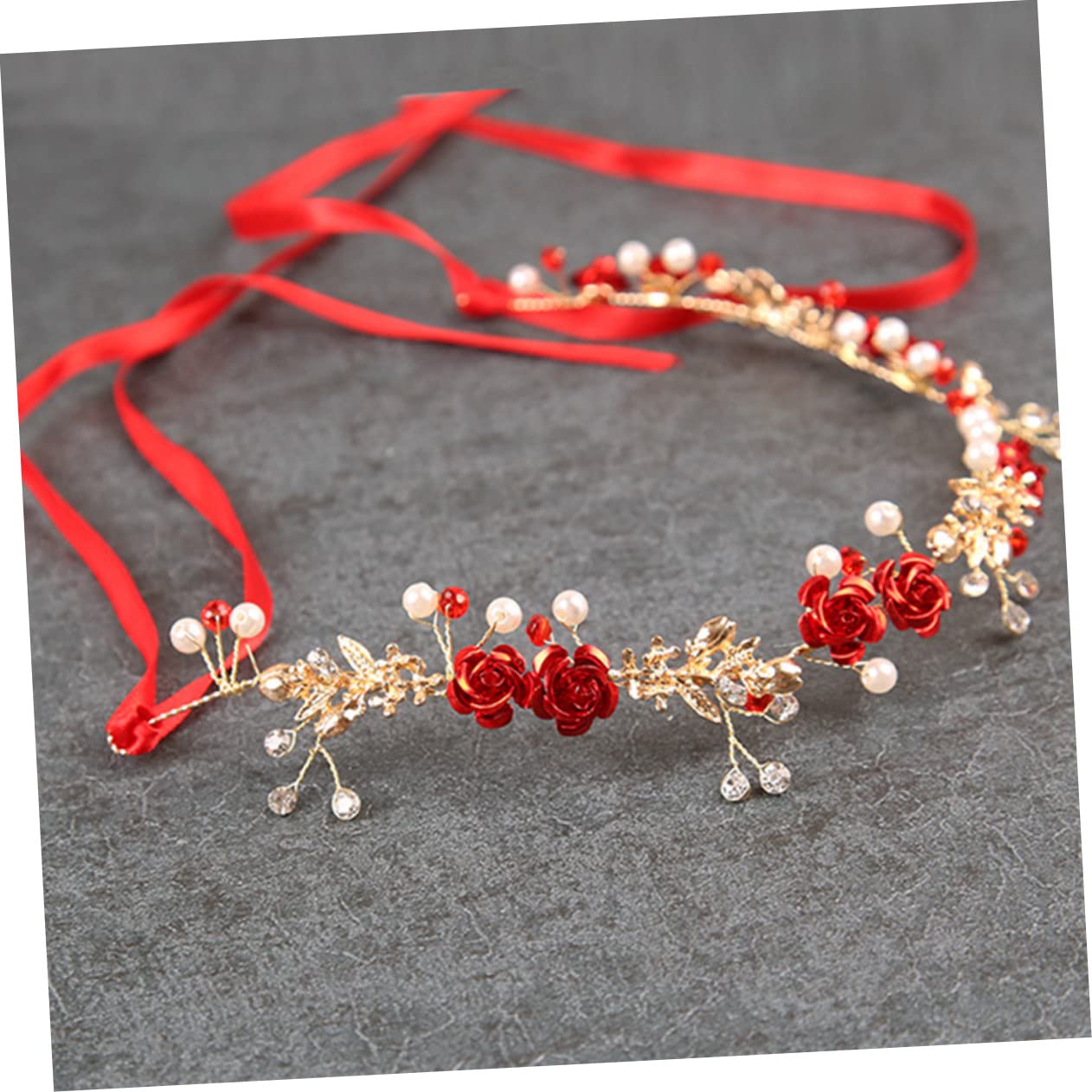 Beaupretty 5piezas Diadema Floral Roja Para Novia Accesorios De Cabello Elegantes Para Bodas Fiestas y Eventos Especiales Diseño Delicado y Brillante Fácil De Llevar