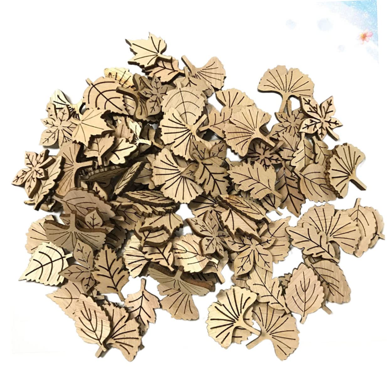 VILLCASE Set of 100 Painting Plates Cartoon Leaves Theme Vintage Antique Wooden Leaves