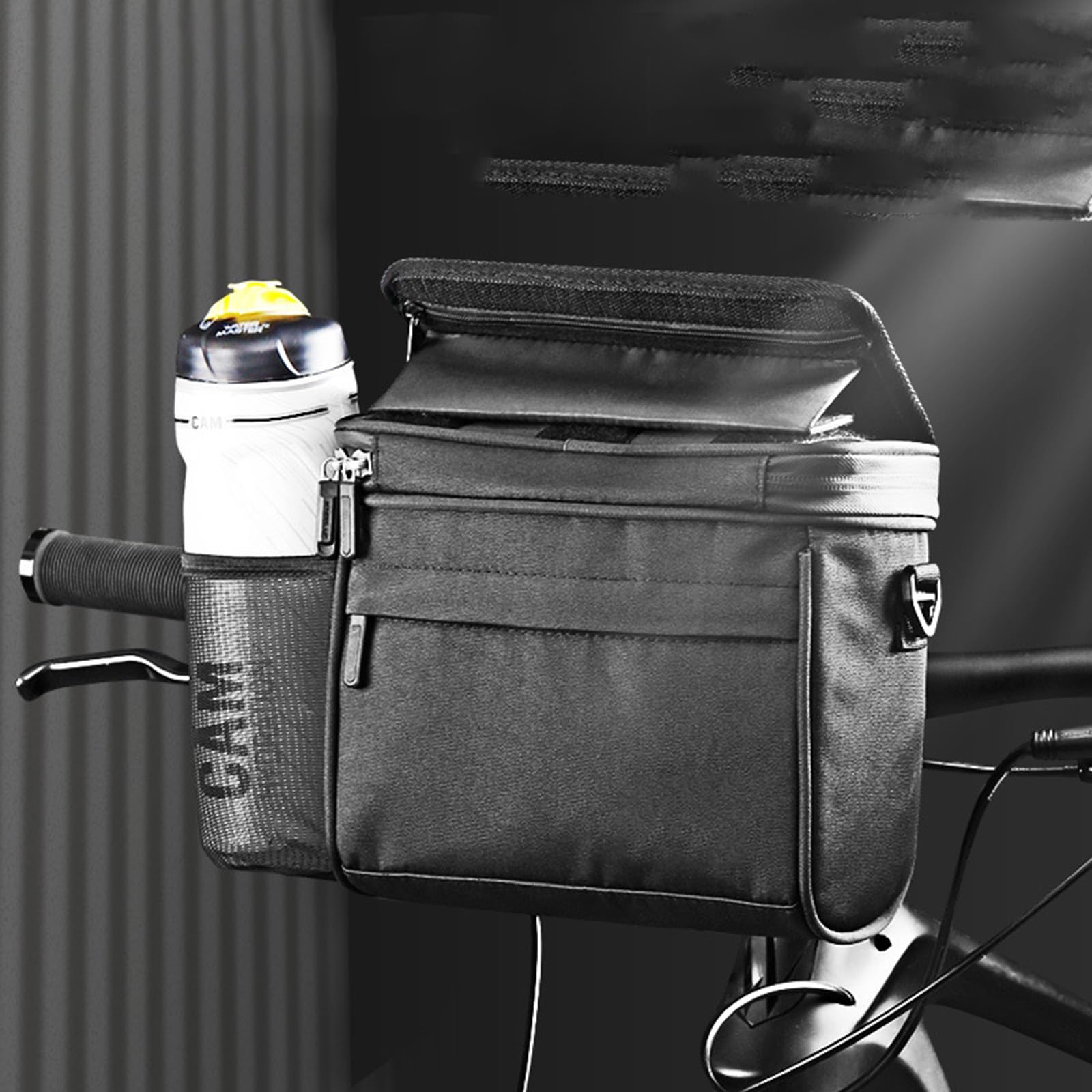 Sacoche de Guidon de Vélo Étanche, Adaptateur de Guidon Avant et Bandoulière 5L Sacoche de Cadre de Vélo avec Écran Tactile pour Smartphone