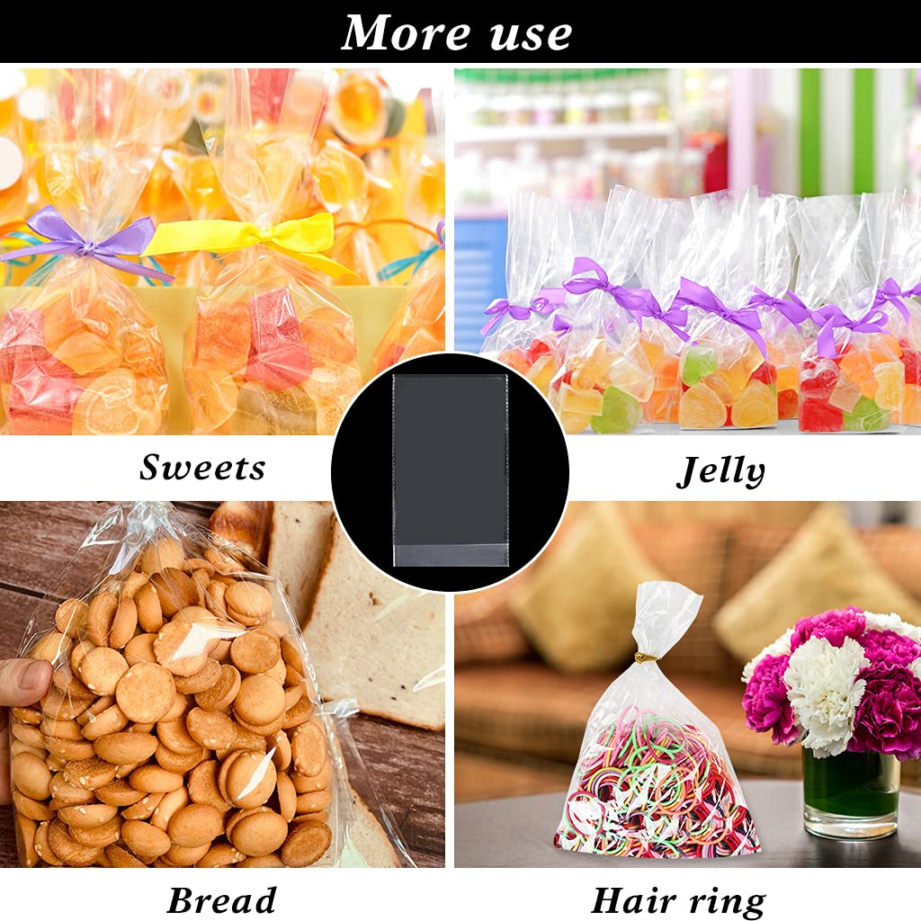 UNIQUEPACKING 100 Clear Cello Bags 5.5" X 8.5" | Crystal Clear Food Safe Packaging For Cookies, Candies, Bakery