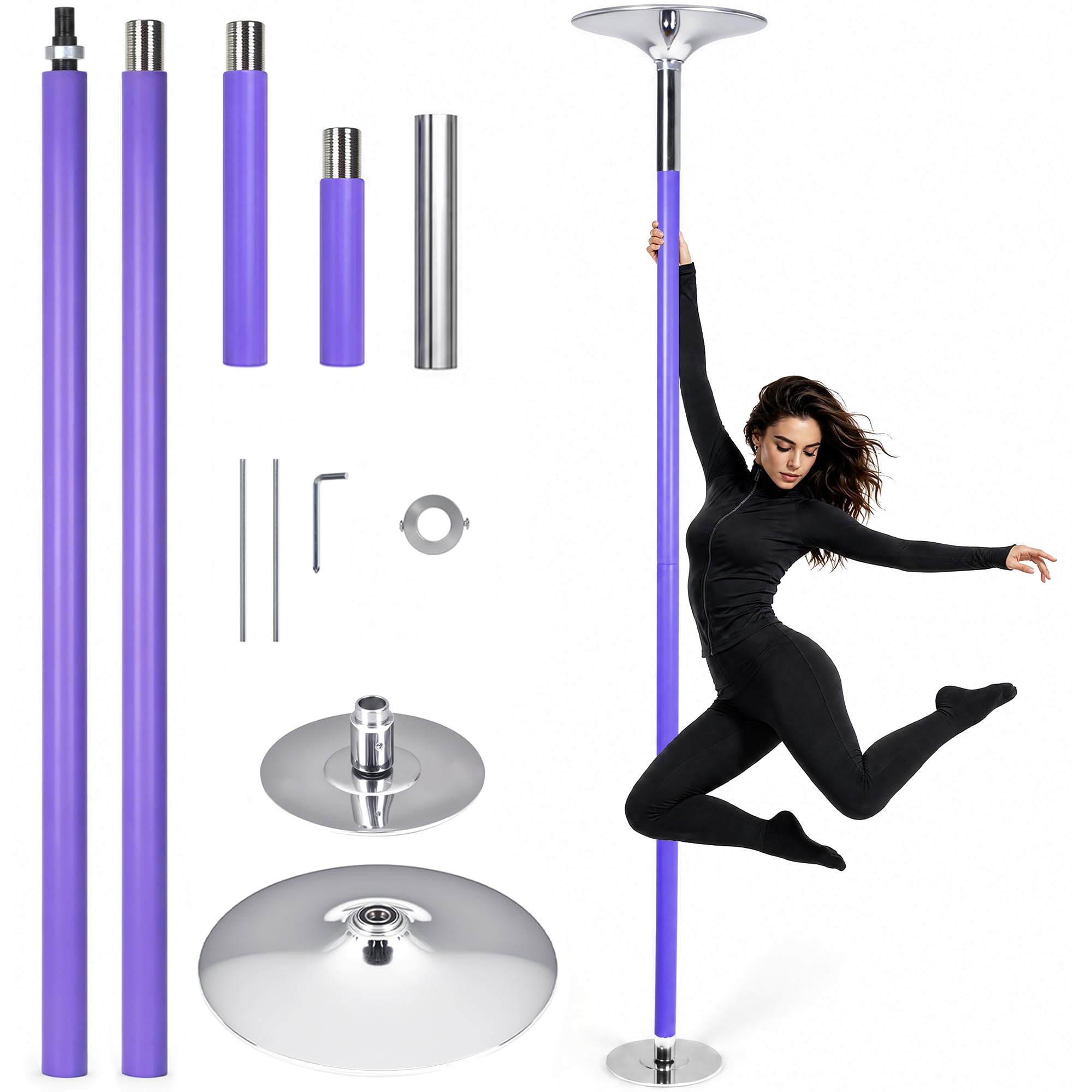 Advwin Silicone Dance Pole for Home, Spinning & Static, Adjustable Height