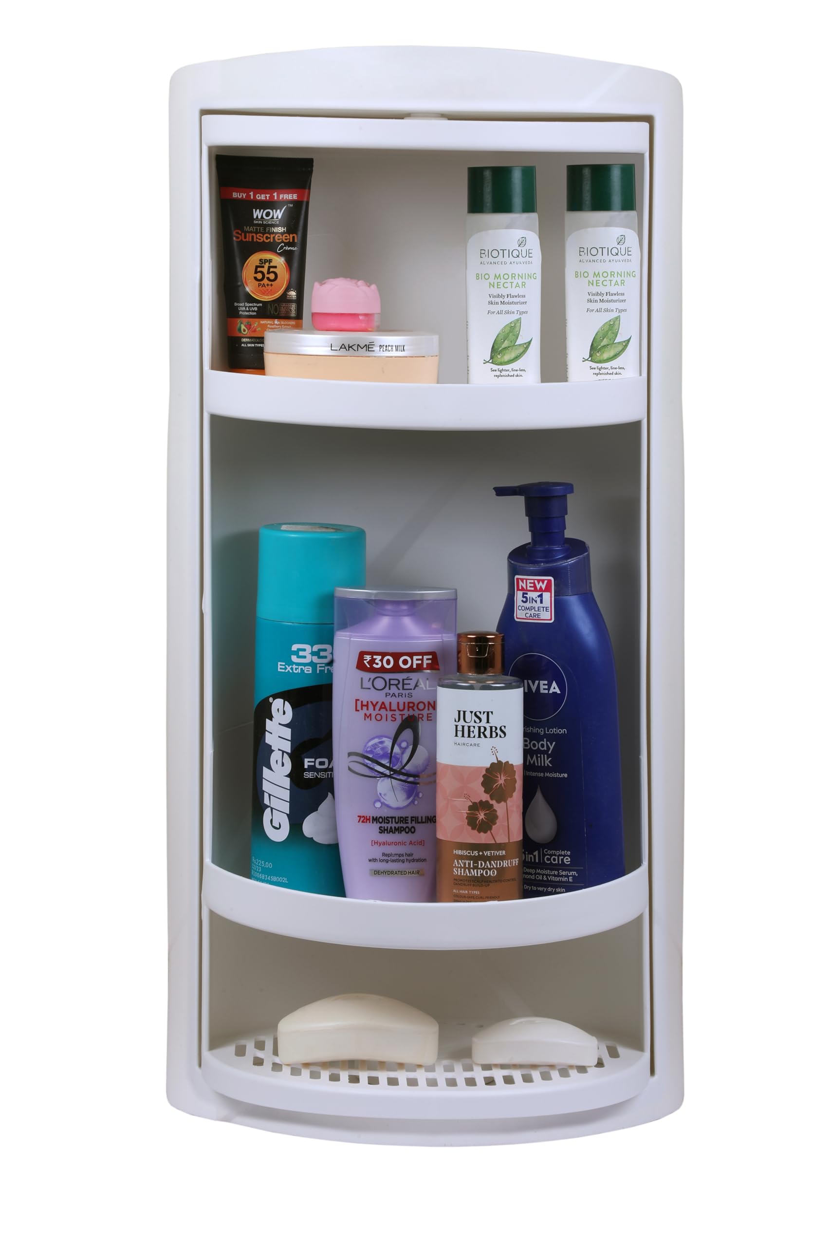 Simandhar Rotating Plastic Bathroom Corner Cabinet | Bathroom Organizer Storage | Corner Shelves Wall Mounted | Bathroom Accessories Size (62cm*25 cm*25 cm) (White) (B0CCS8F4PG) Amazon Price History, Amazon Price Tracker