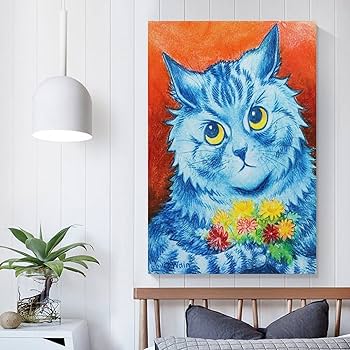 Amazon.co.jp: Louis Wainルイス・ウェイン画家の絵画【青い猫