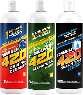 Formula 420 Bundle Pack : 1 Bottle Glass Metal Ceramic Pipe Original Cleaner 12 oz, 1 Bottle ALL NATURAL Formula 420 Pipe Cleaner - Cleans - Glass, Pyrex, Metal, Ceramic 16 oz & 1 Bottle Formula 420 S