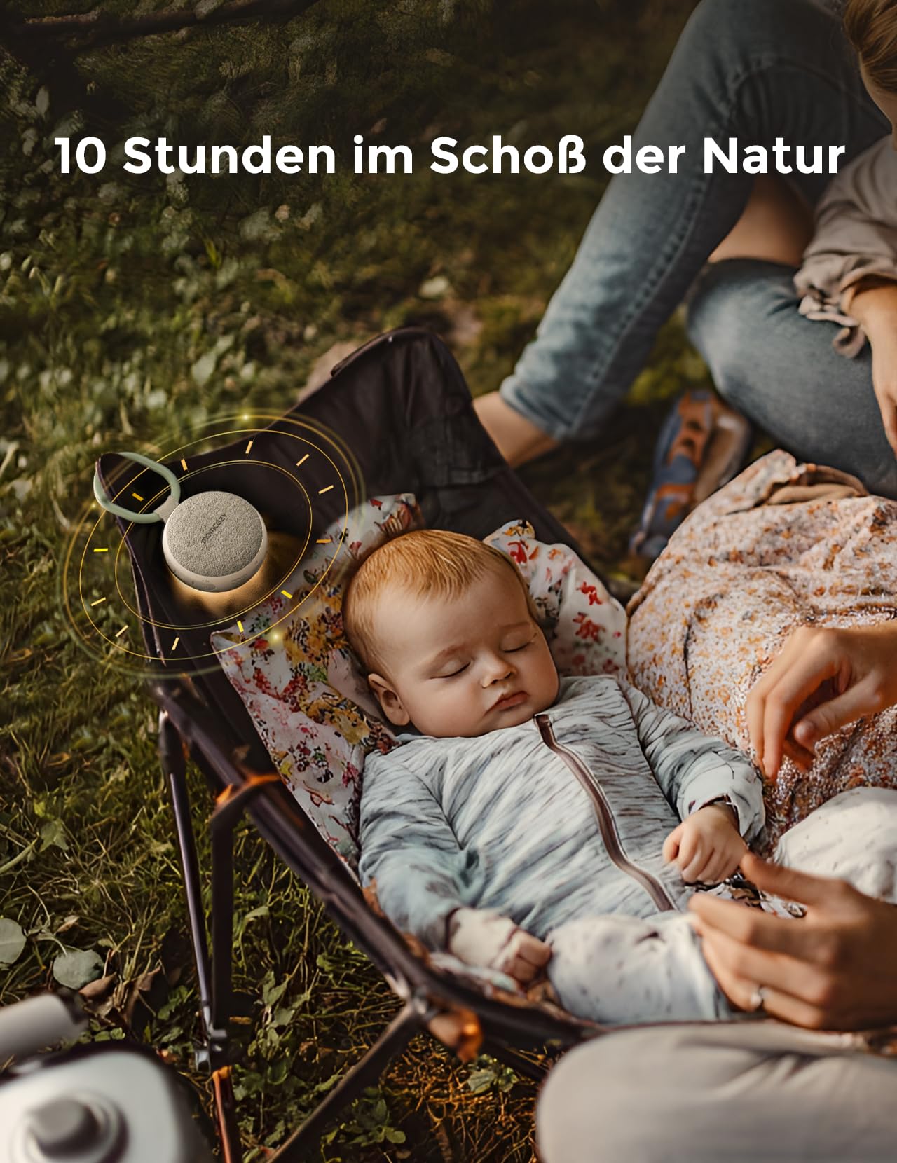 Momcozy Tragbare Soundmaschine mit Nachtlicht, weißes Rauschen Soundmaschine für Baby, 20 beruhigende Geräusche, Klangtherapie, langlebige Leistung, Timer, Clips am Kinderwagen, Babyparty-Geschenke