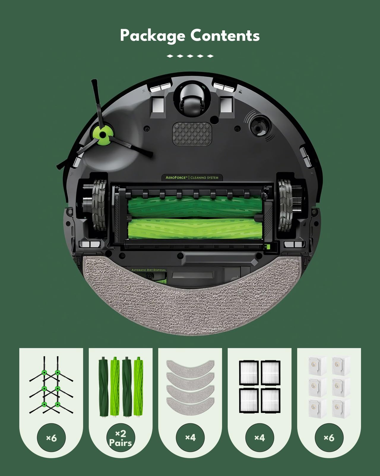 Yivy Zestaw 26 akcesoriów do odkurzacza iRobot Roomba Combo j7+/j9+/10 Max, części zamienne do Combo j7 Plus/J9 Plus, akcesoria zamienne: 4 szczotki główne, 6 szczotek bocznych, 4 filtry HEPA, 6