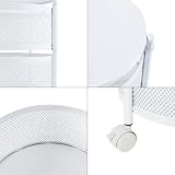 [en.casa] Rolling Trolley with 5 Levels, Multilayer Kitchen Shelf with Wheels, Serving Trolley, Steel, Fold-Out Baskets, Shelf for Kitchen, Bathroom, 89.5 x Diameter 33 cm, White - 8