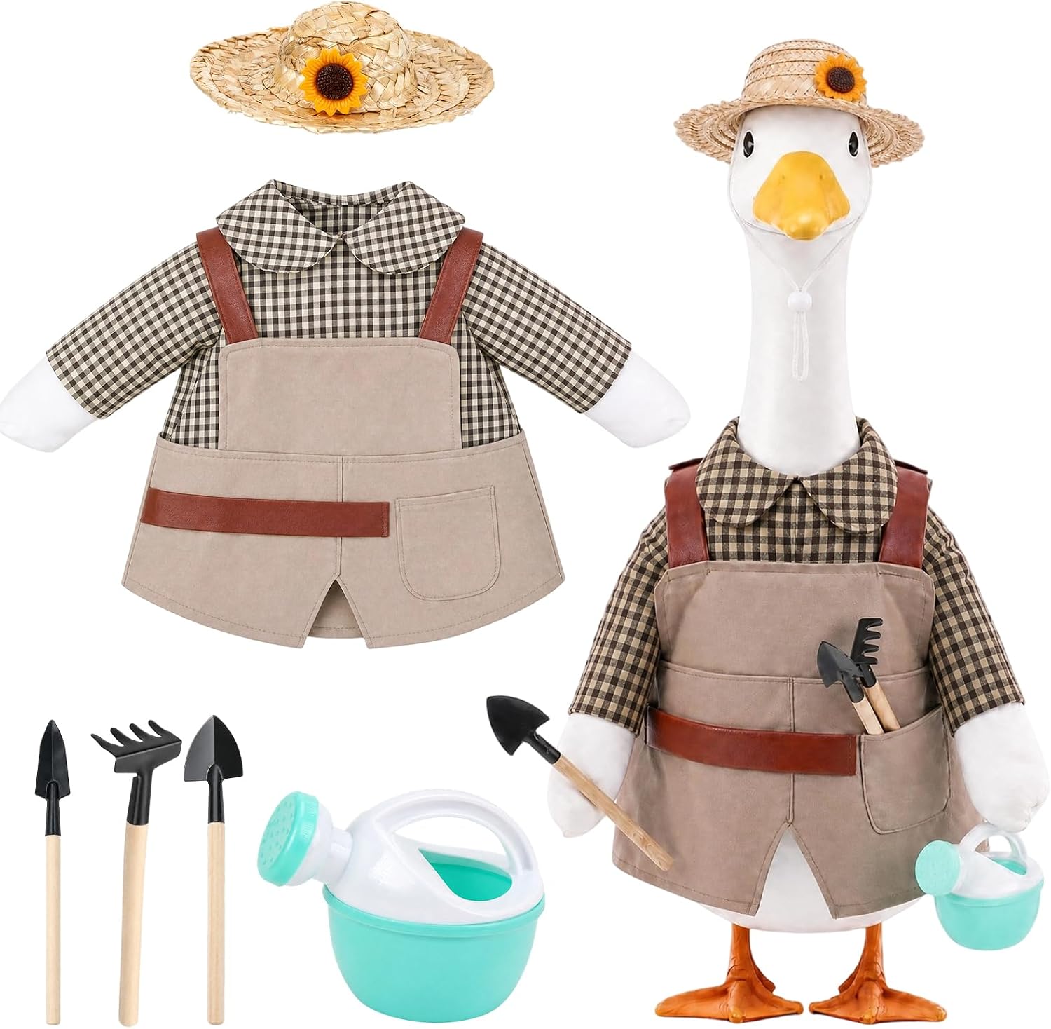 6Pcs Gardener Porch Goose Outfit Fits 23'' Cement Plastic Goose Statue Set