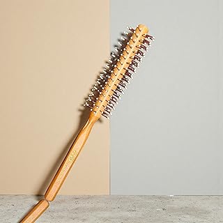 861-D Professional Round Hair Brush, Wooden Handle with Nylon Bristles, Styling Roller Comb for Hair Care and Scalp Massage, for Beard Styling, Short Hair, Bangs, Blow Drying, Volumizing