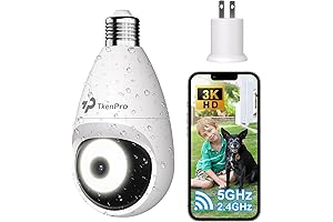 3K Light Bulb Security Cameras Wireless Outdoor, IP65 Waterproof Cameras for Home Security