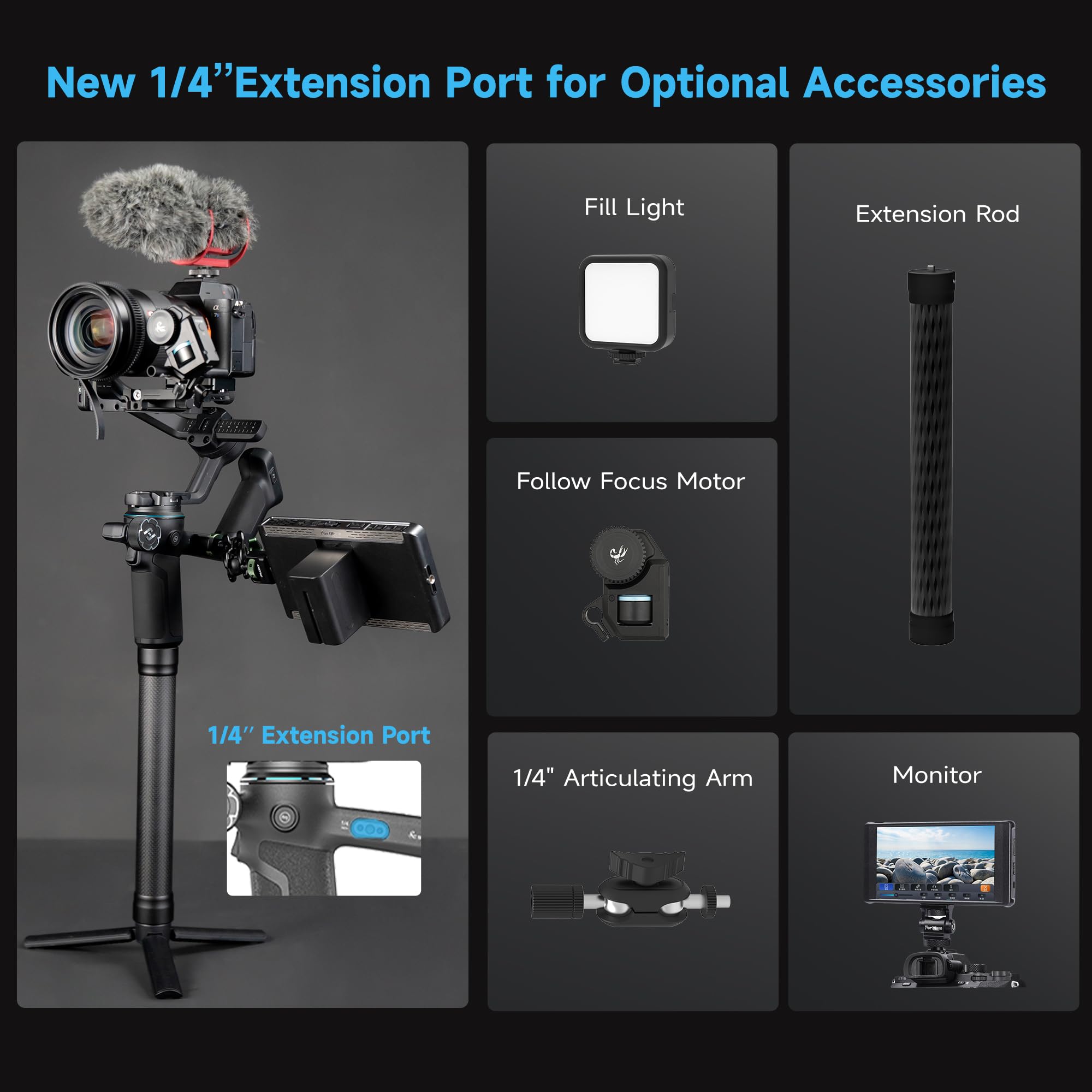 Feiyutech SCORP-C2 Stabilisateur Caméra avec suivi IA,Stabilisateur 3 axes pour Appareils Photo,Charge utile de 3,5kg,Poignée Arrière Intégrée,Prise de vue Verticale Native,Commandes par Boutons