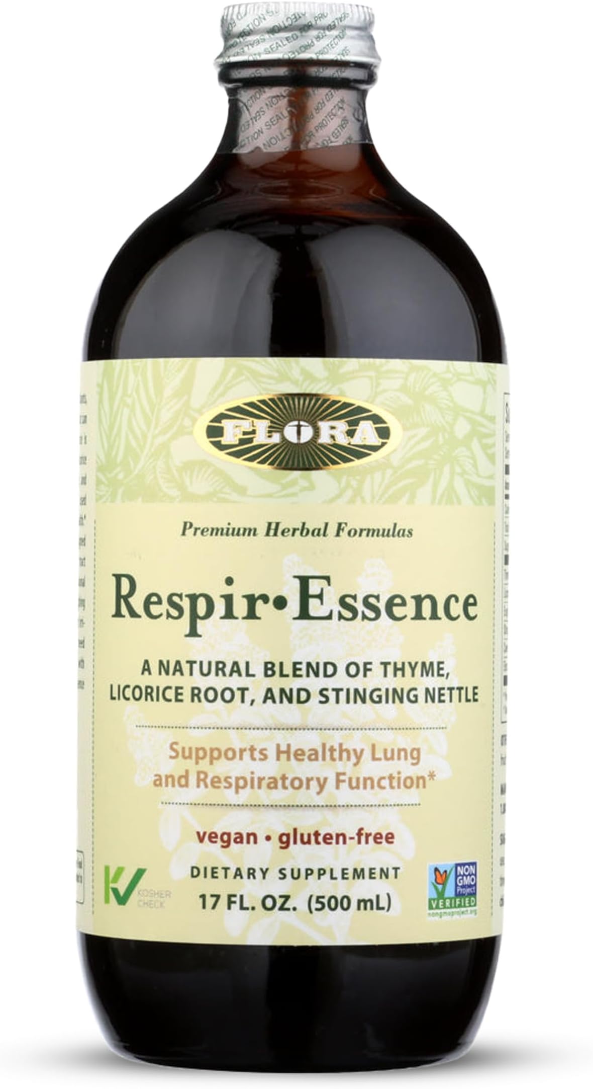 Respir-Essence Natural Lung & Breath Aid, Natural Blend of Thyme, Licorice Root and Stinging Nettle, Vegan and Gluten-Free, 17-fl. oz. Glass Bottle