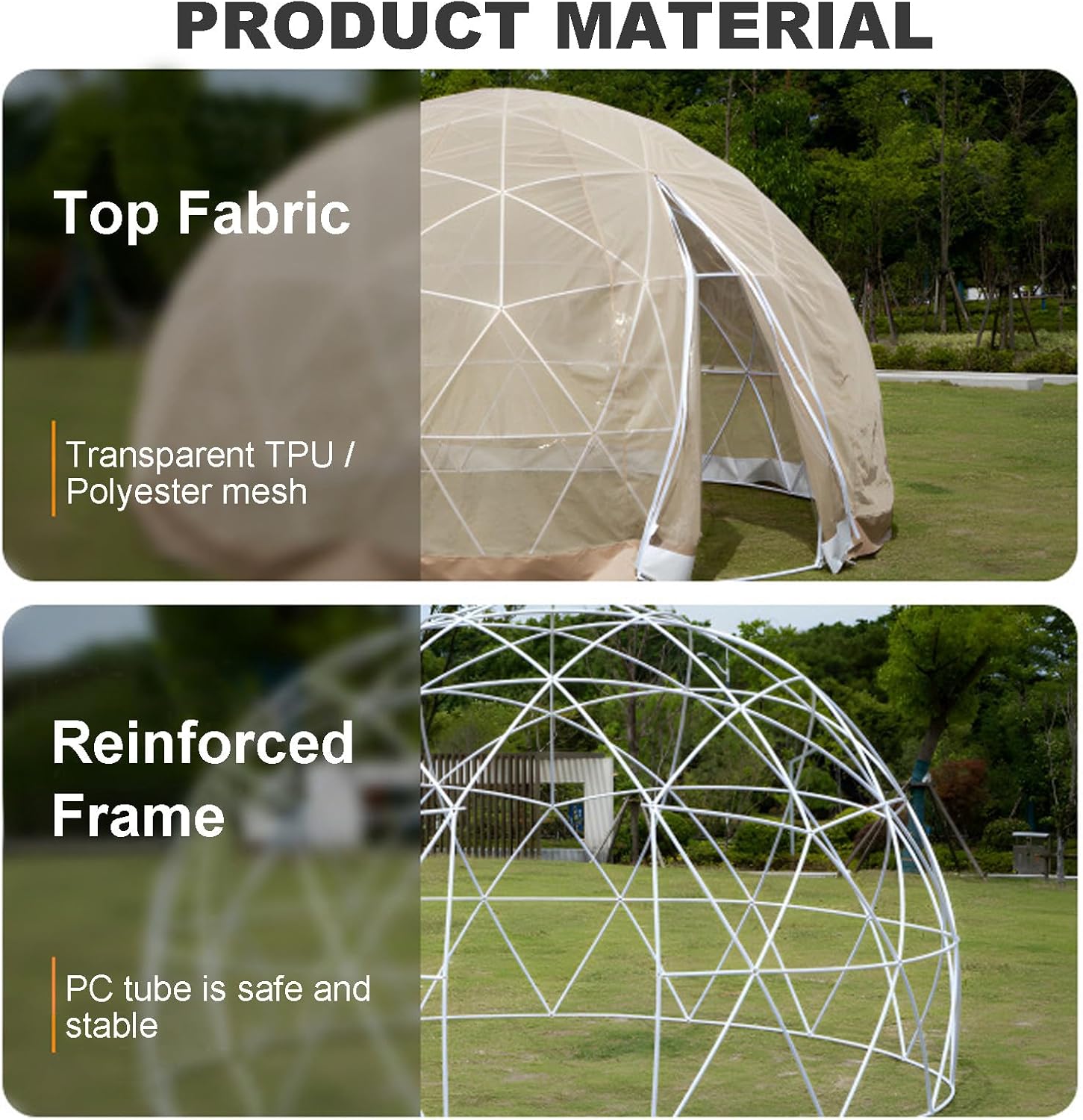 Transparent Igloo Dome with Door & Window, Geodesic Dome Greenhouse, Weatherproof Bubble Tent, Garden Dome Tents for Outdoor, Party, Backyard,Transparent (Transparent)