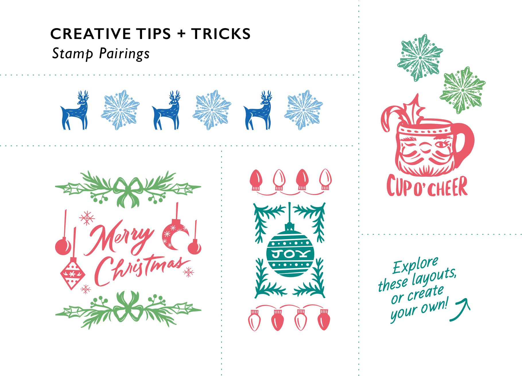 COLOP Blissful Prints - Set di 9 timbri natalizi con scatola decorativa, per biglietti di Natale, etichette regalo e spcapbooking (Natale)