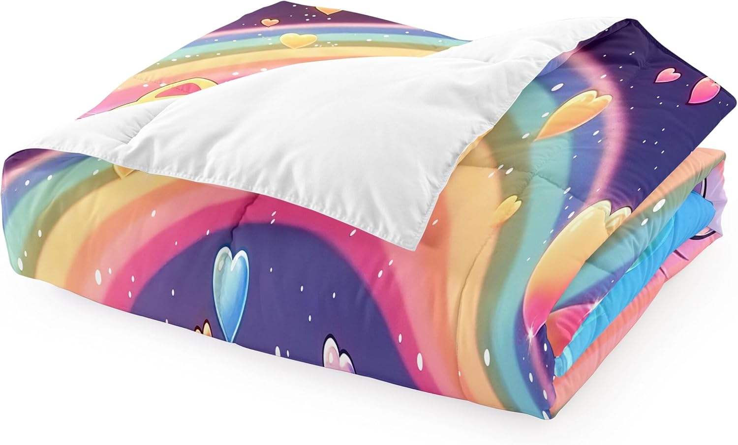 Rainbow Cat Comforter Twin Size & 2.5x4 Feet Rainbow Cat Rug for Girls