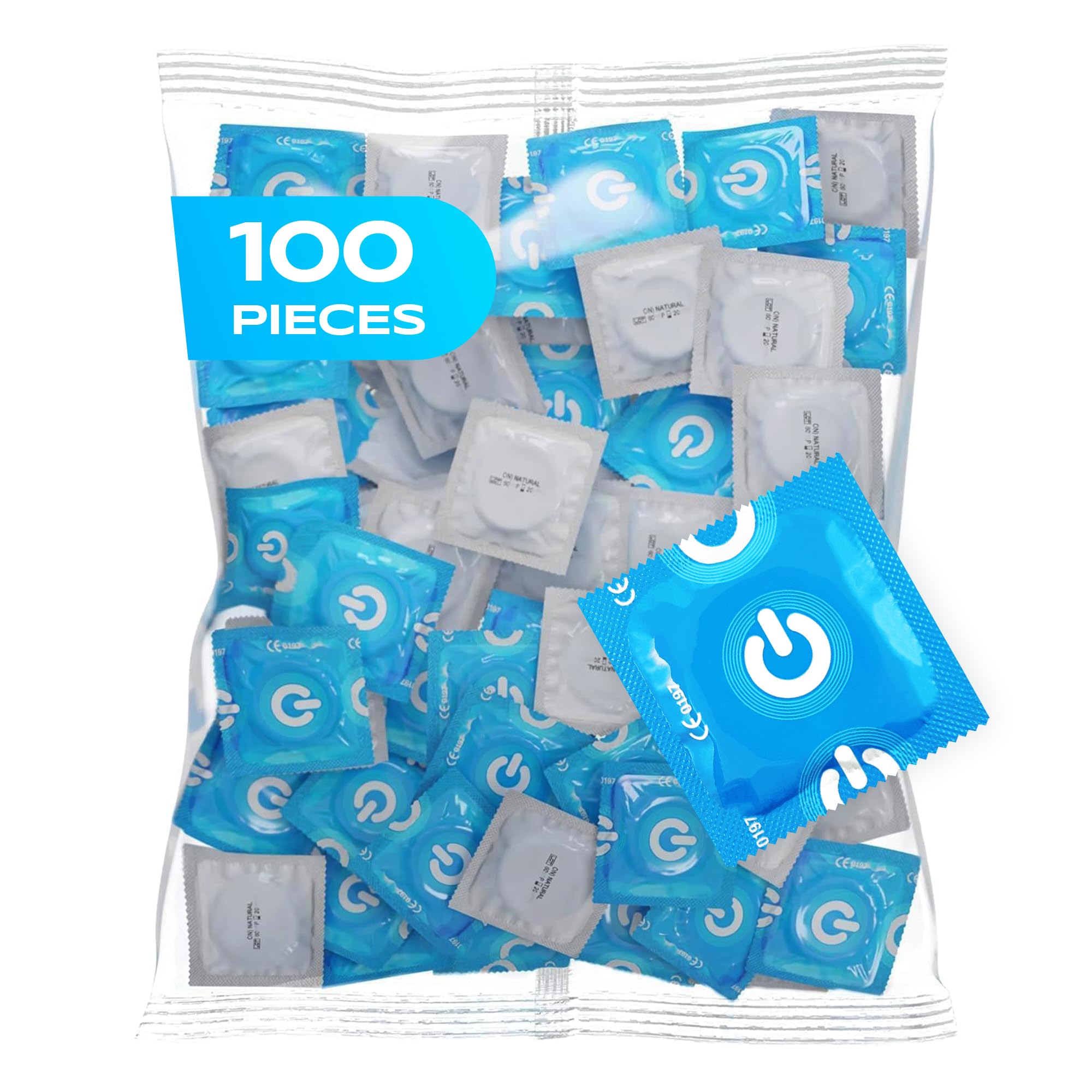 100 pack of ON) Natural Feeling condoms, for safer sexual intercourse, natural rubber latex