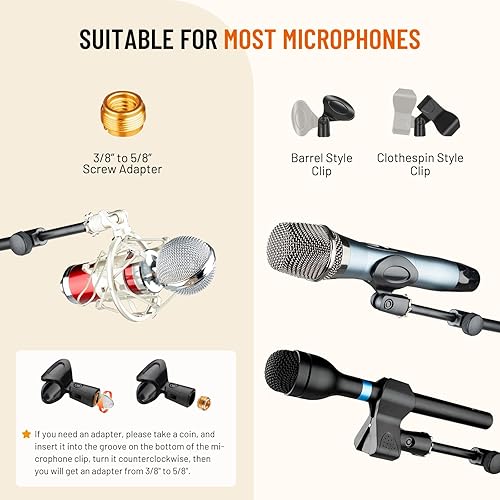 Miniatura 7 de CAHAYA Soporte de micrófono de trípode brazo de brazo de liberación de un botón Soporte de micrófono de piso portátil con bolsa de transporte y 2