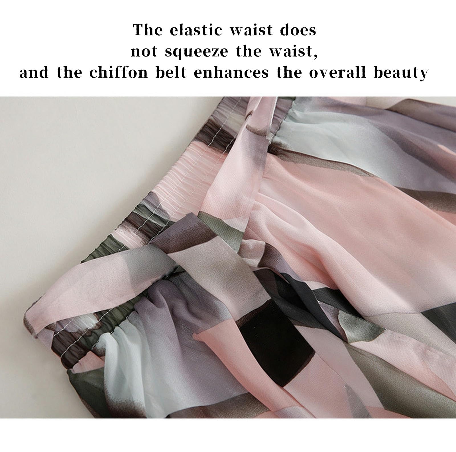 Röcke Frauen In Übergröße Midi Chiffon Rock - Sommer Blumenhoch -Taille Slim A -line -Rock Frauenröcke-rosa-5xl