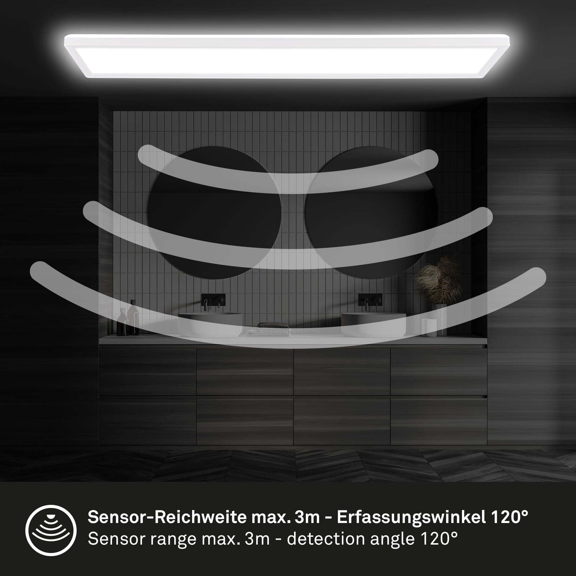 BRILONER - LED paneel met afstandsbediening, dimbaar, CCT, IP44 spatwaterdicht, plafondlamp, LED lamp, plafondlamp voor de hal, woonkamerlamp, slaapkamerlamp, 100x25x6 cm, wit