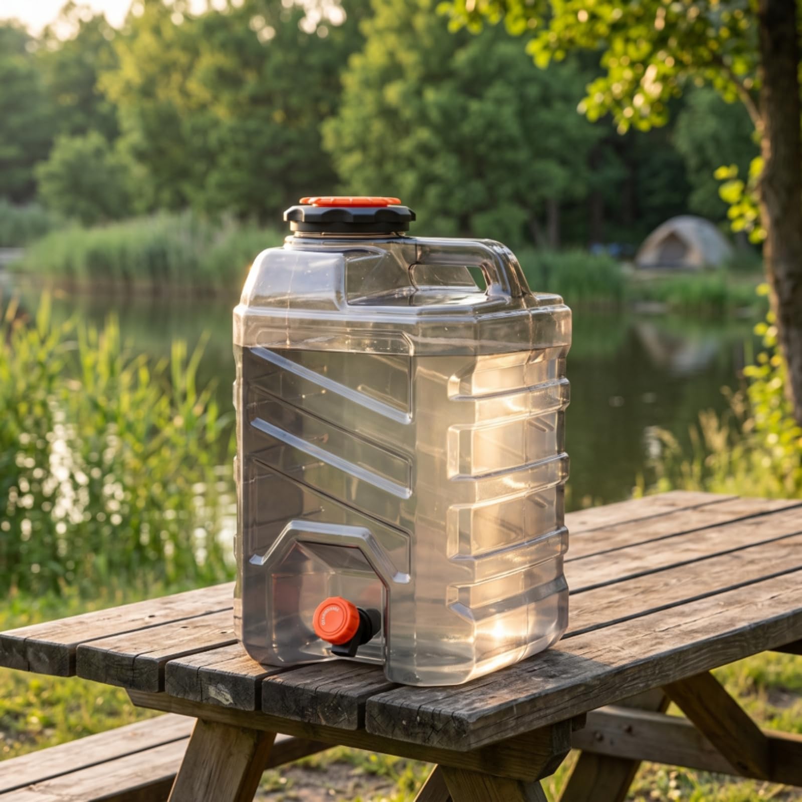 Tanica con Rubinetto Portatile Barile Trasparente Contenitore per Casa, 15L