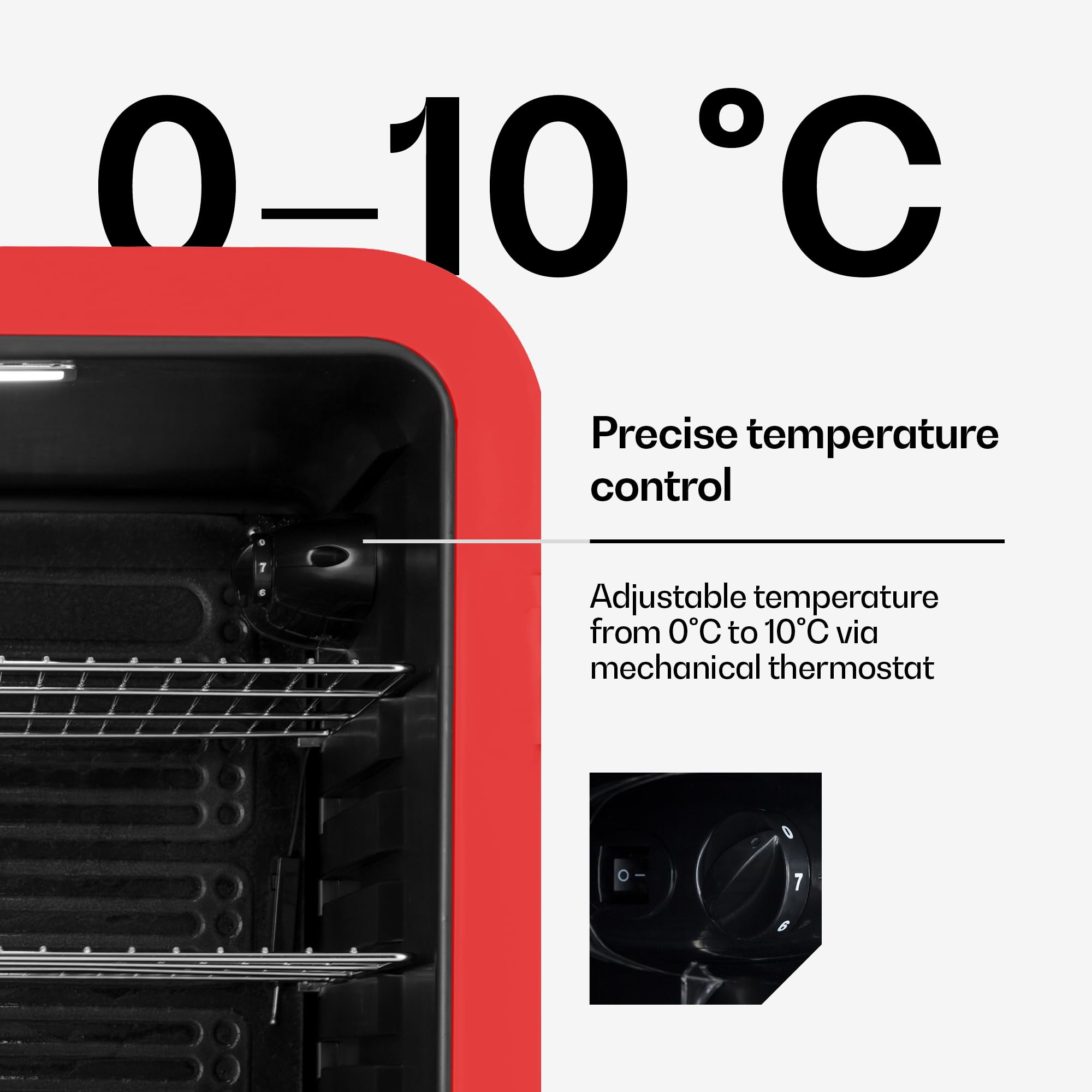 Klarstein PopLife Chłodziarka na napoje - Minibar, Lodówka retro, 0-10 °C, tylko 39 dB, 115 L, przyjazna dla środowiska, Drzwi z podwójną szybą, Design retro, czerwona