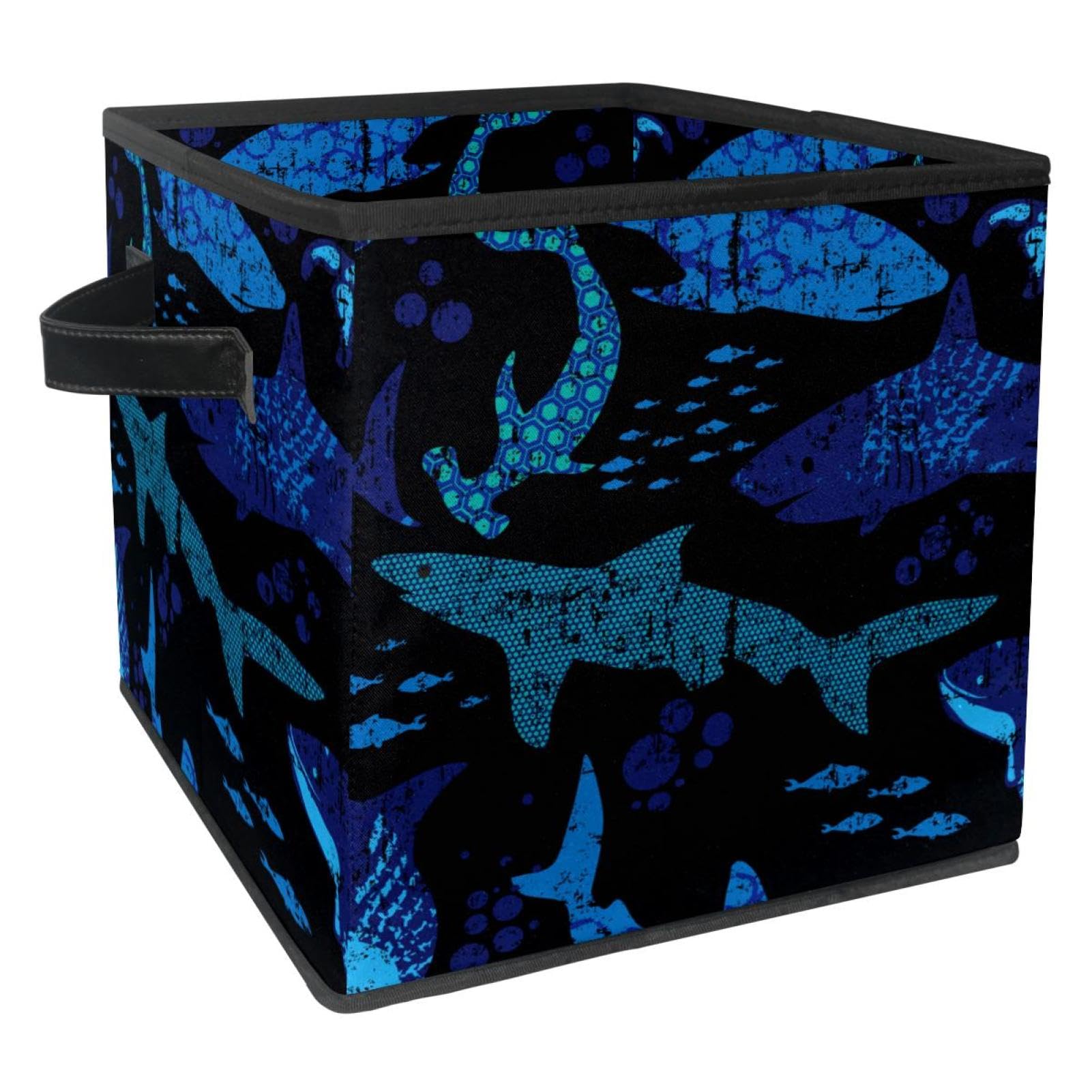Boîte de rangement cube en tissu motif requin pour armoire et dressing